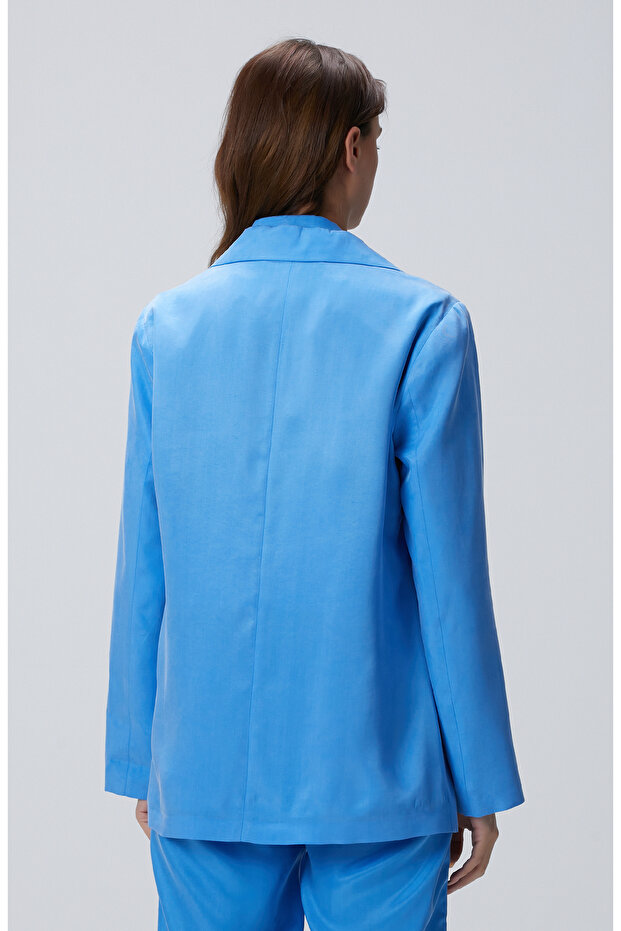 Mavi Blazer Ceket - 5