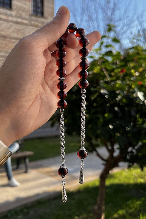 Muazzam Hamur Zaza Tesbihi Ateş-i Sıkma Gümüş Püskül - 1
