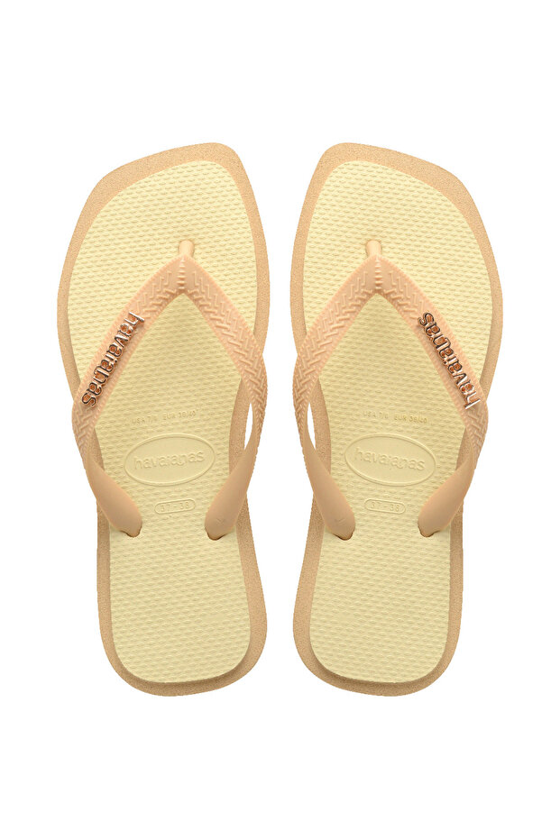 Top Square Fusion Golden Women's Flip Flops