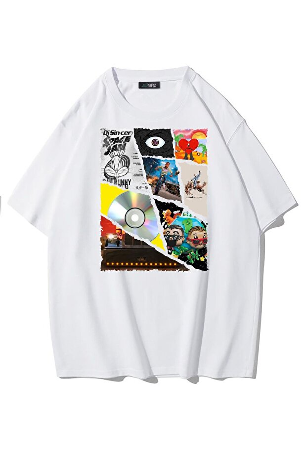 Unisex Oversize Bugs Bunny Space Jam Bad Bunny White T-Shirt