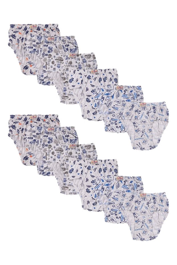 Boy Blue 6-7-8-9-10 Years Multicolored 12 Pack Combed Cotton Mixed Pattern Panties