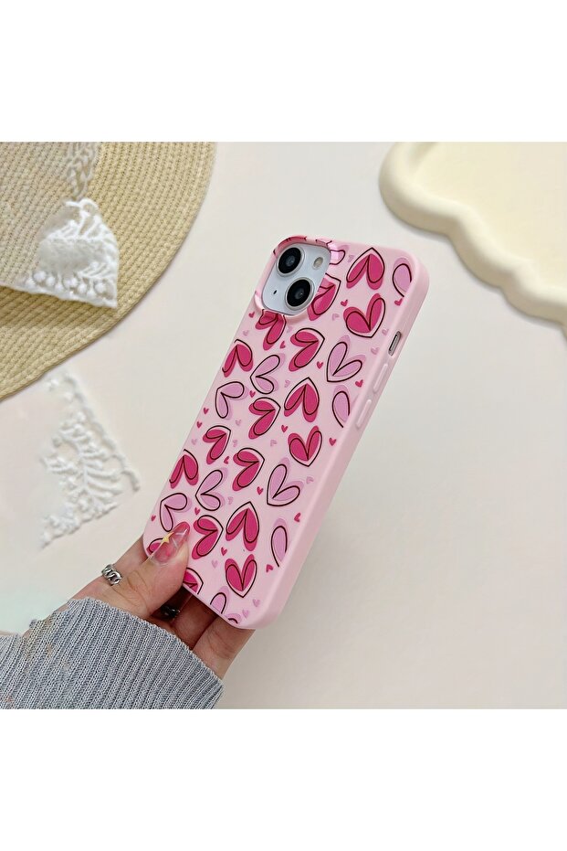 حافظة ممتازة مضادة للصدمات على شكل قلب وردي لهاتف آيفون 13/14 - 4