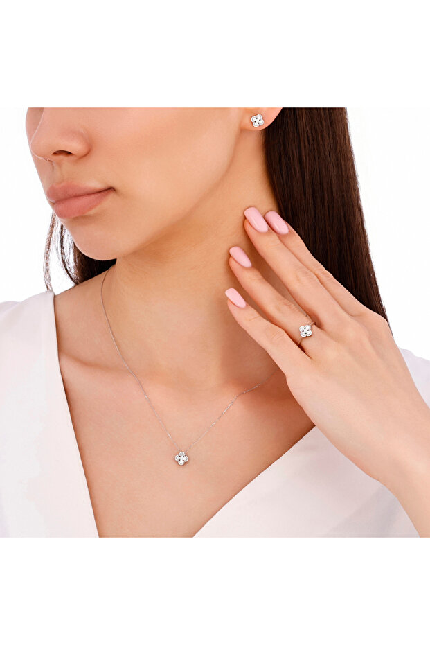 Pırlanta Yonca Kolye - 4