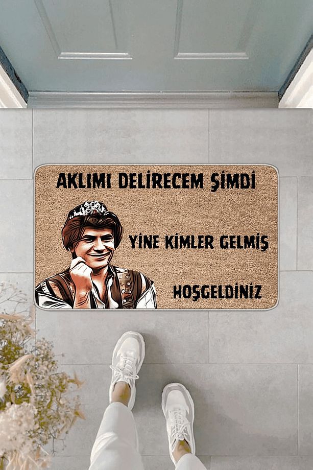 Bej Komik Aklımı Delirecem Şimdi Kapı Önü Paspası KP41 - 1