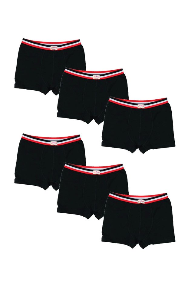 Boy's Black Lycra Printed Boxer Set of 6