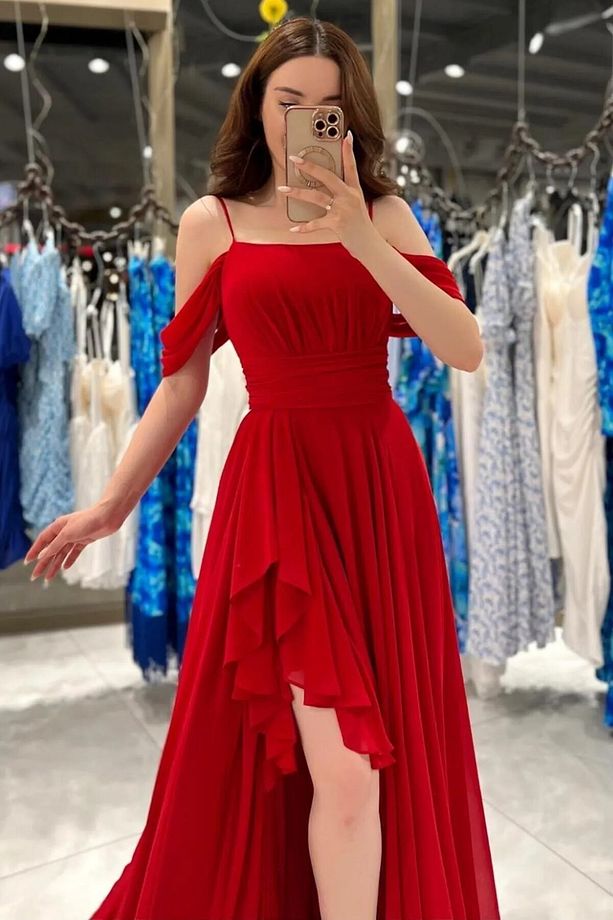 Alice Elbise Şifon Bacak Yırtmaclı Düz İc Astarlı - 3