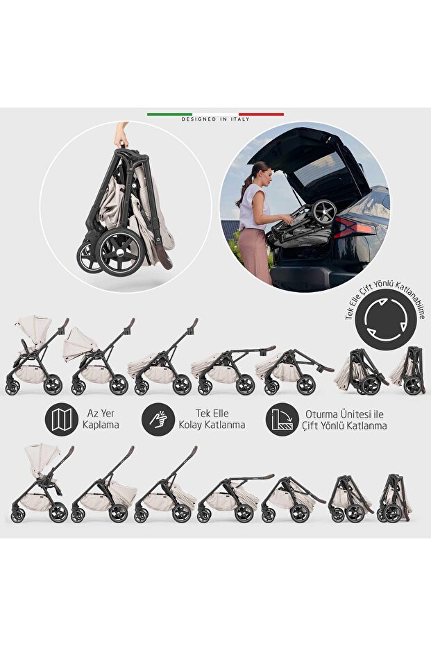 Hera Çift Yönlü Bebek Arabası Silver Siyah - 4