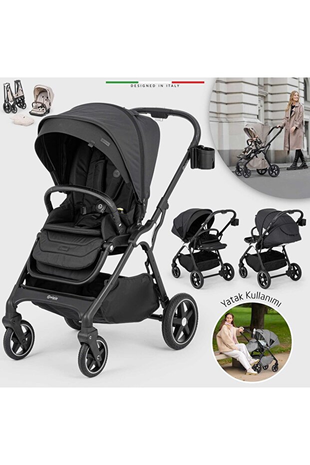 Hera Çift Yönlü Bebek Arabası Silver Siyah - 1