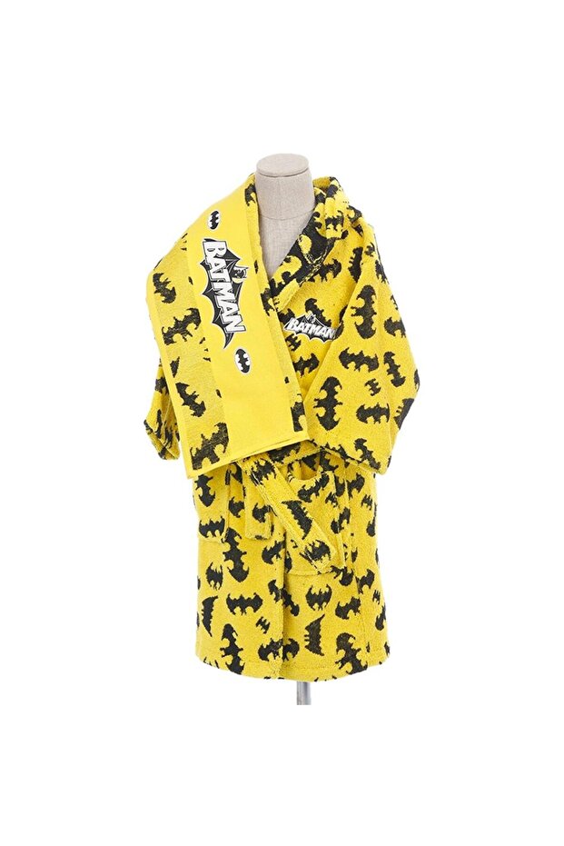 Özdilek Children's Bathrobe Free Set Batman Dark Yellow 9-10 Years Old