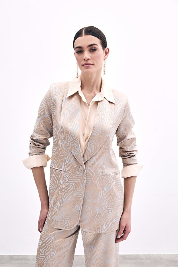 Zebra Patterned Jacket - Blue - 5