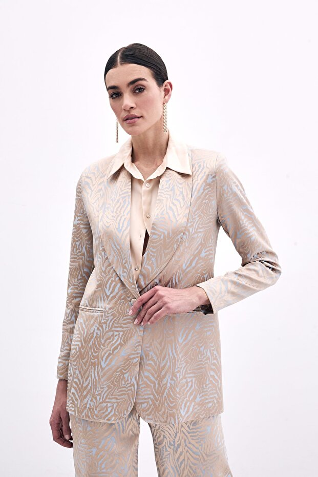 Zebra Patterned Jacket - Blue - 3