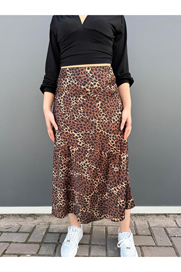 Patterned Satin Skirt 8031 - 4