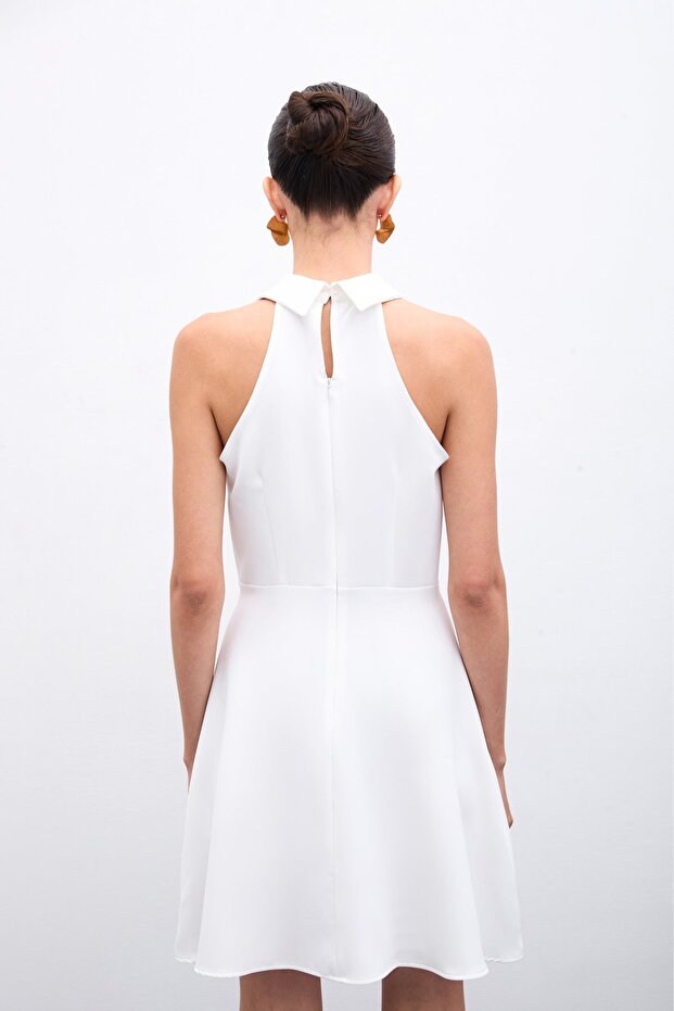 Rochie scurtă cu snap - Ecru - 7