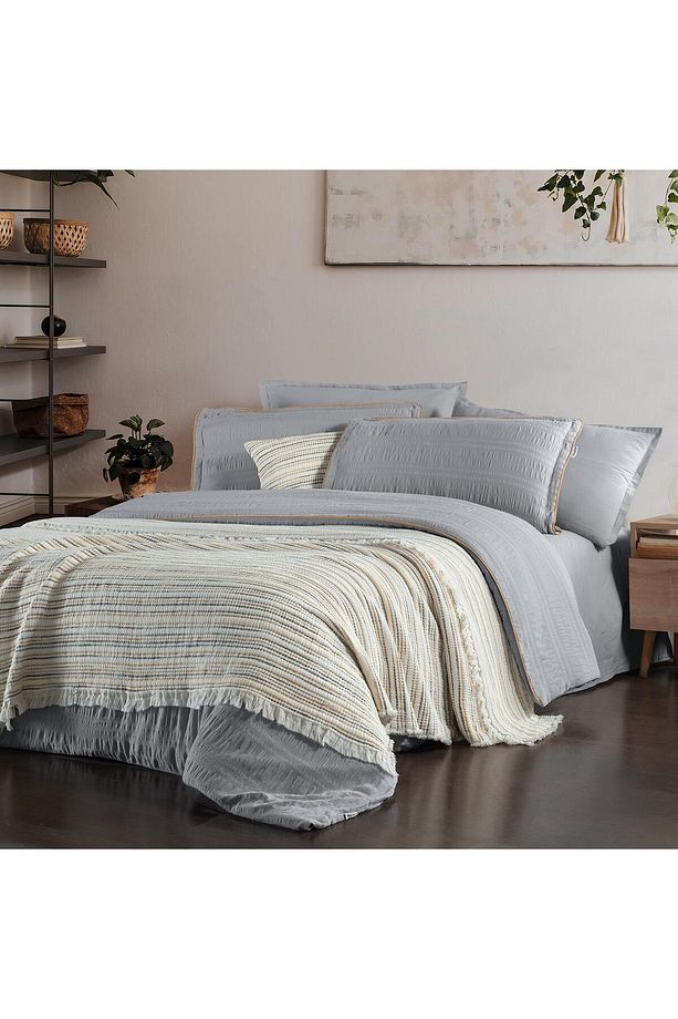 Mare Gri Tek Kişilik %100 Pamuk Yatak Örtüsü 180*220 cm - 2