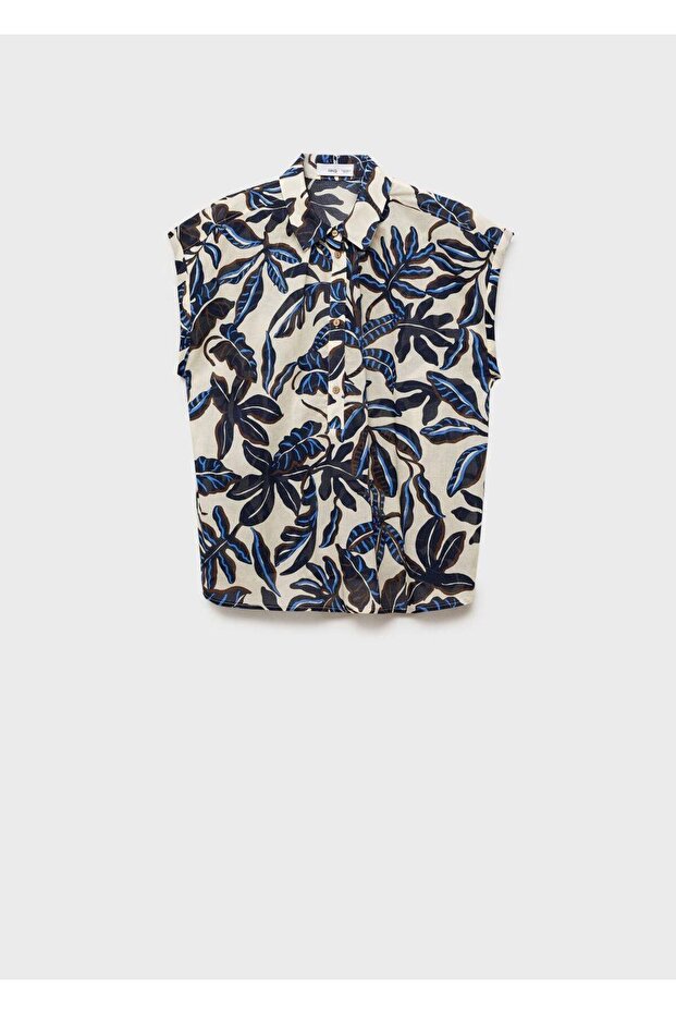 Kısa Kollu Desenli Pamuklu Gömlek - 3