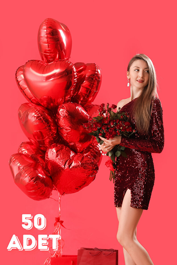 Heart Foil Balloon 50 Pieces Helium Compatible Balloon Lover and Special Day Balloon