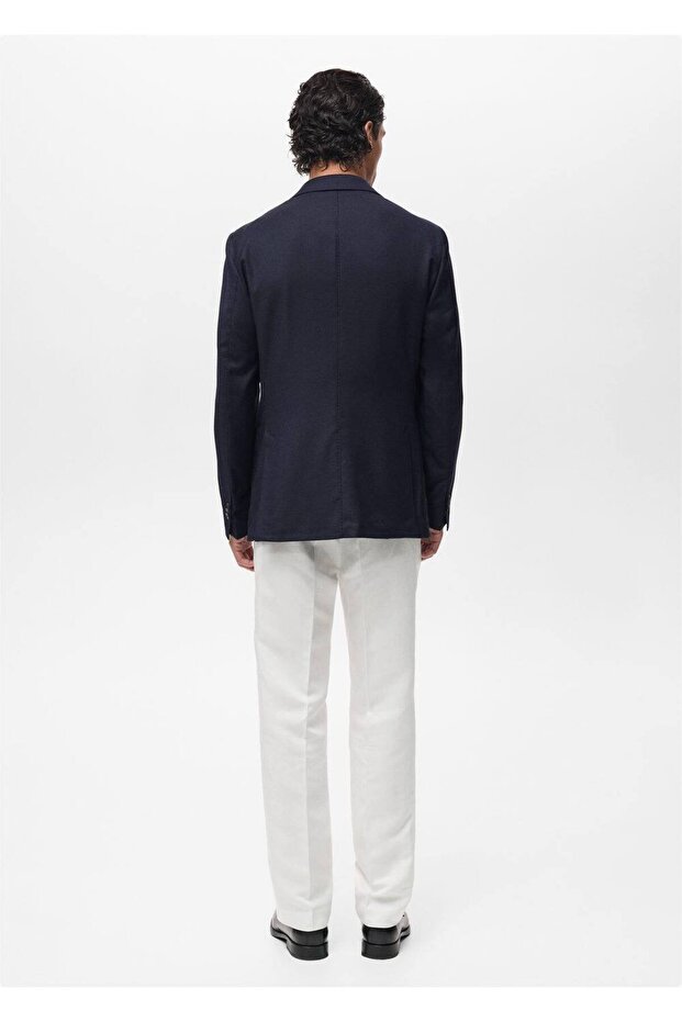 Slim fit %100 soğuk yün blazer ceket - 4