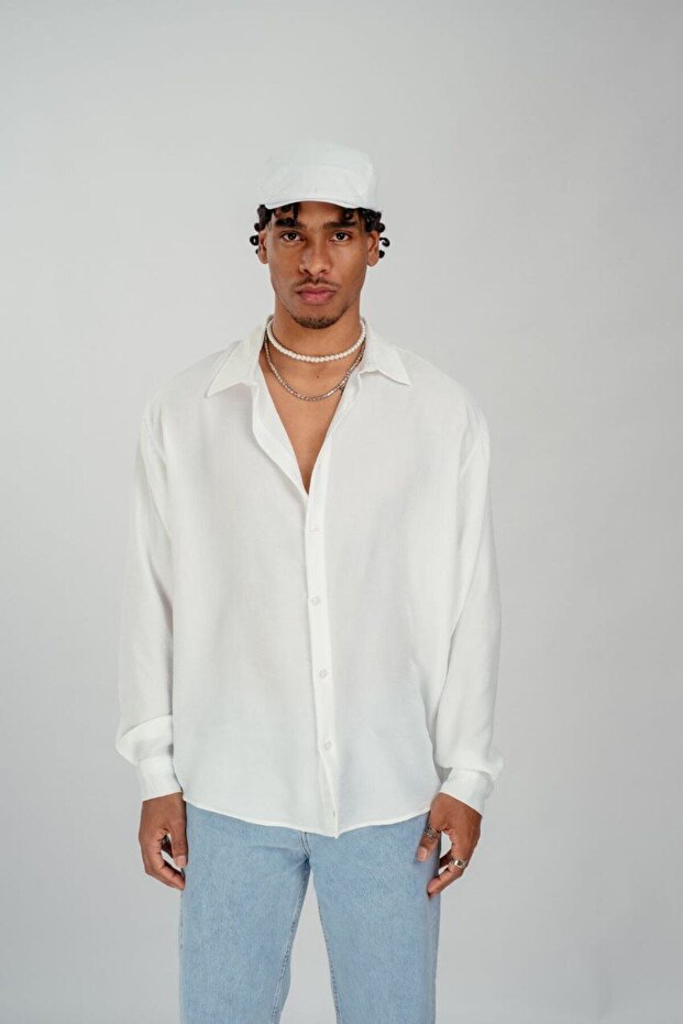 Sofia Linen Oversize White Men's Shirt