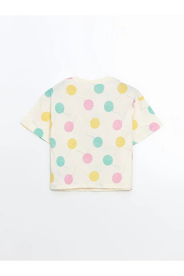 LCW Kids Ekru Bisiklet Yaka Kız Çocuk Şortlu Pijama Takımı - 4