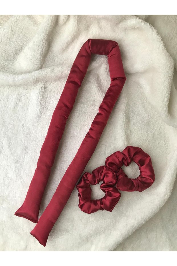Women's Burgundy Color Heatless Hair Styling Hair Sauce Hairpin Set