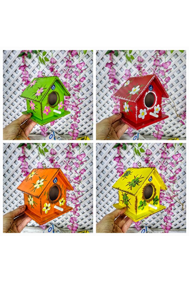12×12×12Cm,4Pcs Handmade Bird House, Bird Nest for Garden Decor