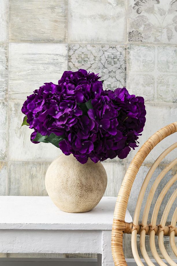 Yapay Ortanca Çiçeği Mor 45 Cm 7 Dal - 2