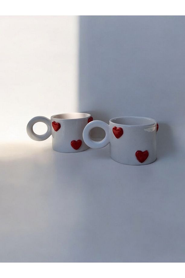 2 ADET EL YAPIMI KALPLİ MUG 200 ML. - 1
