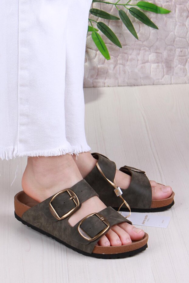 7551 Anatomical Comfortable Original Product Double Buckle Women's Slippers