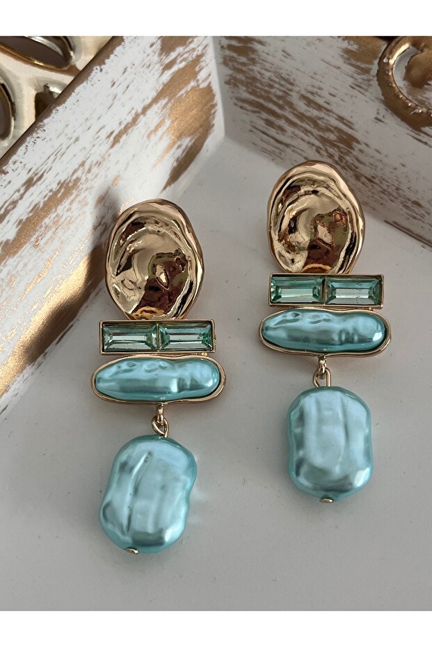 أقراط متدلية من اللؤلؤ بالنعناع - 2