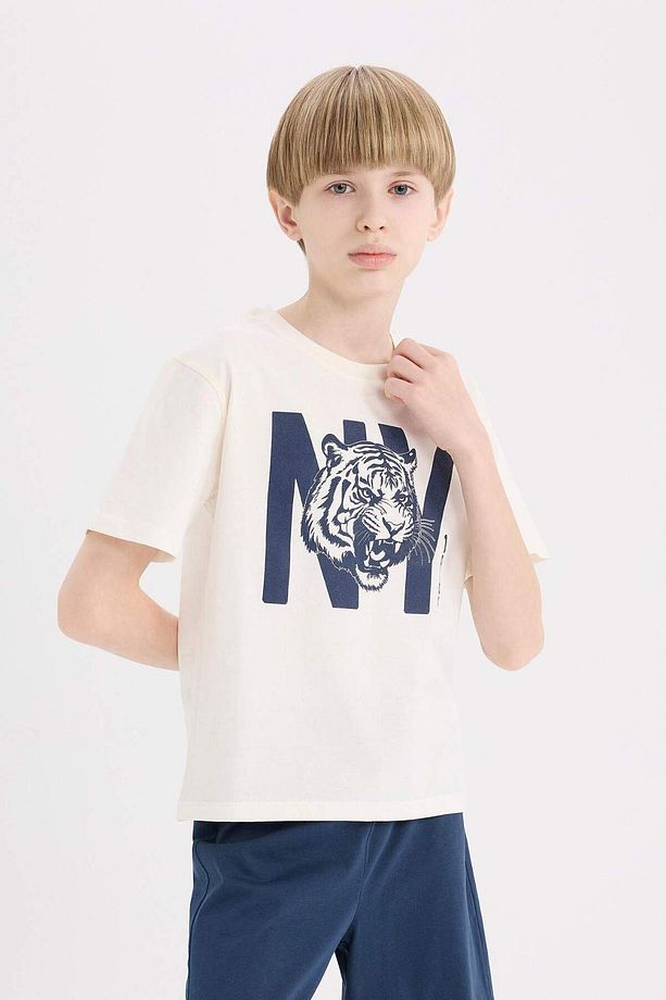 Erkek Çocuk New Pijama Takımı Kısa Kollu Piajam Üstü Esnek Belli Şort Pijama Altı E6648A825SM - 3