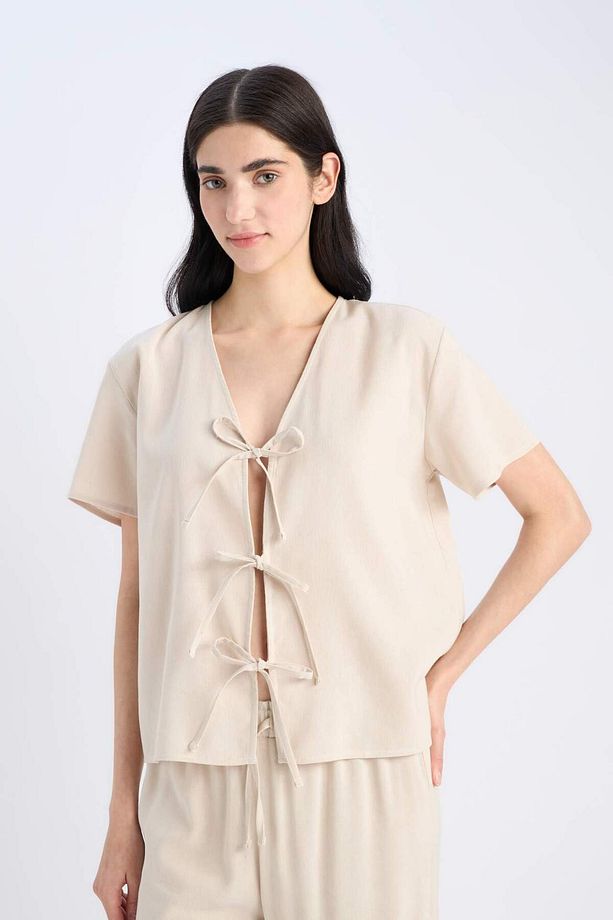 Pijama Takımı Keten Kısa Kollu Üst Esnek Belli Alt-fall In Love E3571ax25sp - 3