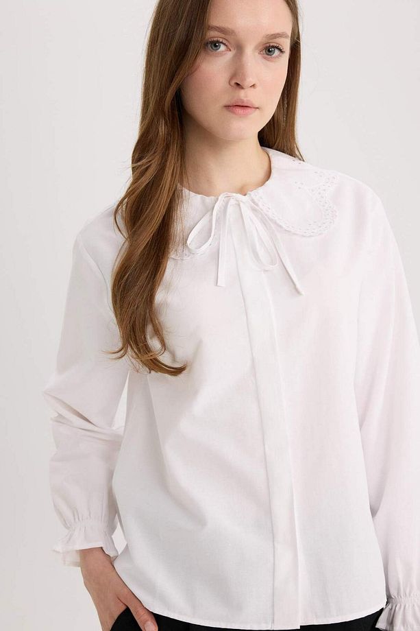Regular Fit Poplin Uzun Kollu Gömlek Tunik E4355ax25sp - 3