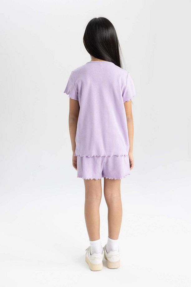 Kız Çocuk Pijama Takımı Fitilli Kaşkorse Kısa Kollu Üst Şort C2837a824sm - 6
