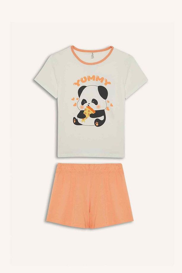 Kız Çocuk Pijama Takımı Kısa Kollu Üst Esnek Belli Şort E6428a825hs - 7