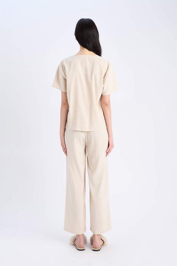 Pijama Takımı Keten Kısa Kollu Üst Esnek Belli Alt-fall In Love E3571ax25sp - 7