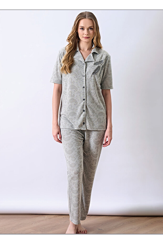 Gray Donwear Short Sleeve Pajama Set