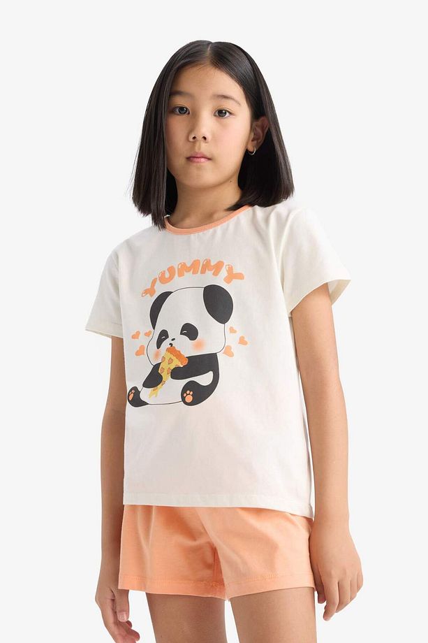 Kız Çocuk Pijama Takımı Kısa Kollu Üst Esnek Belli Şort E6428a825hs - 3