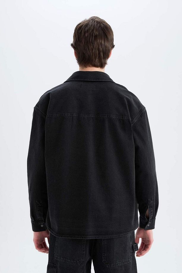 %100 Pamuk Oversize Geniş Kalıp Jean Uzun Kollu Gömlek E5721ax25sp - 8