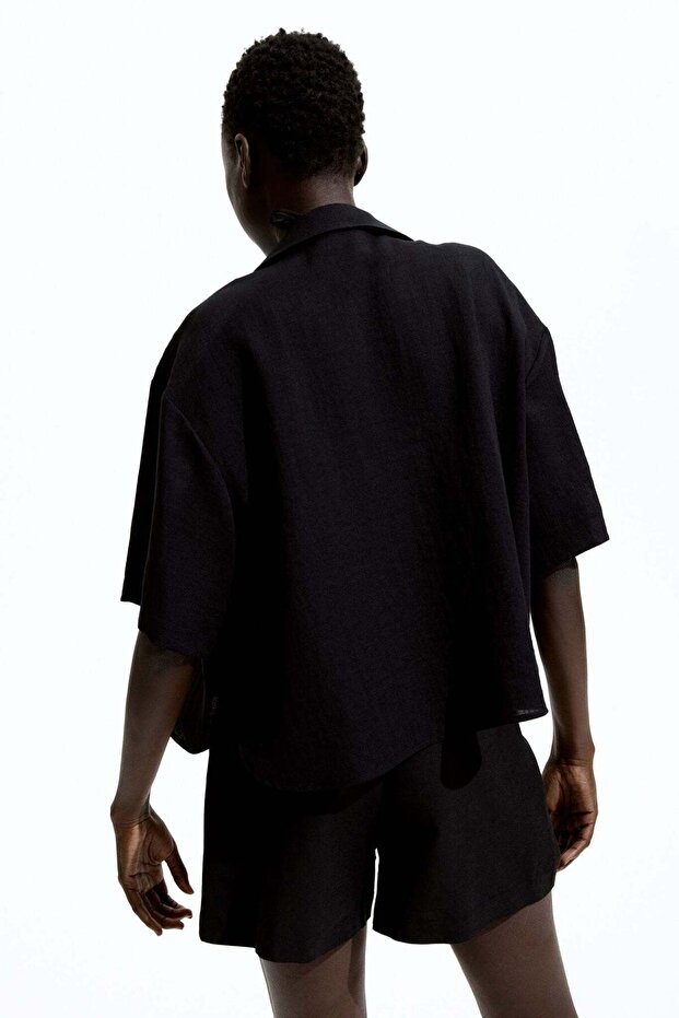 شورت من مزيج الكتان - 1