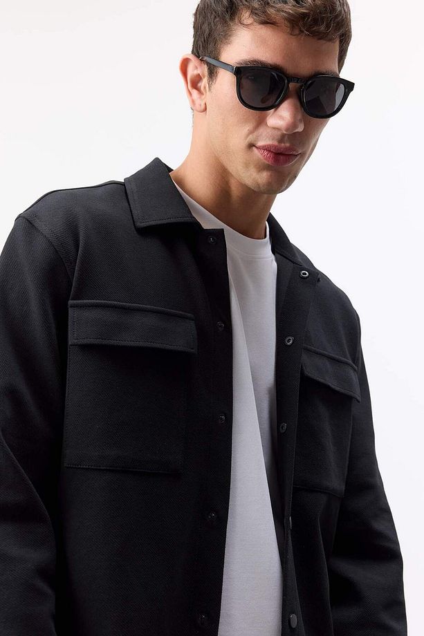 Regular Fit Çift Cepli Twill Uzun Kollu Gömlek E7689ax25sp - 4