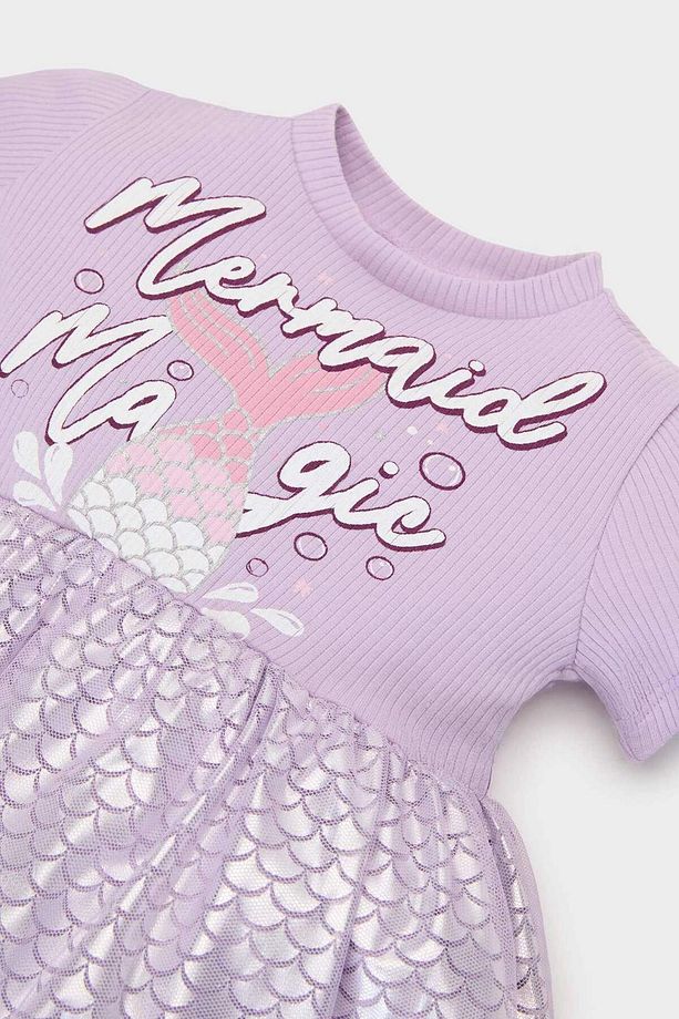Kız Bebek Baskılı Kısa Kollu Yazlık Tül Elbise E7837a525sm - 2