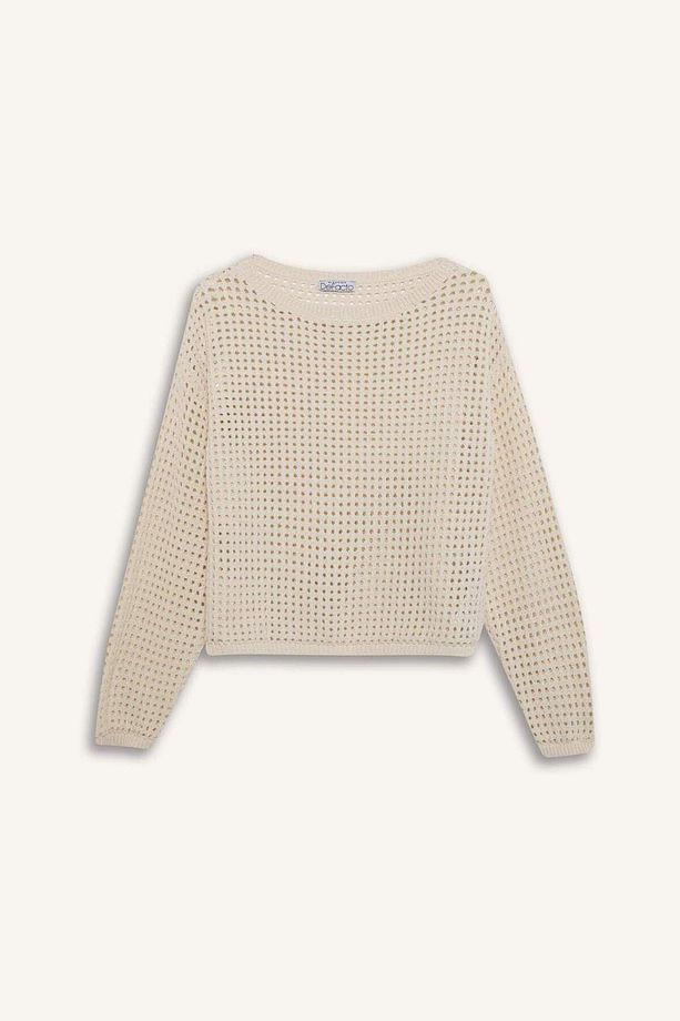 Regular Fit Bisiklet Yaka Kroşe Triko Kazak T4513AZ25SP - 7
