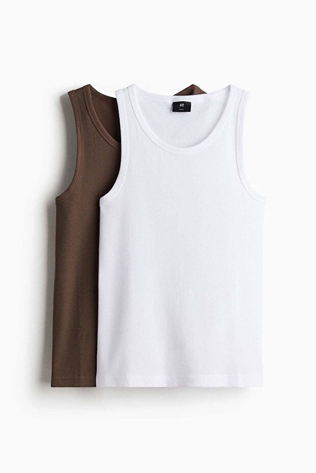 2-pack Slim Fit ribbed vest tops