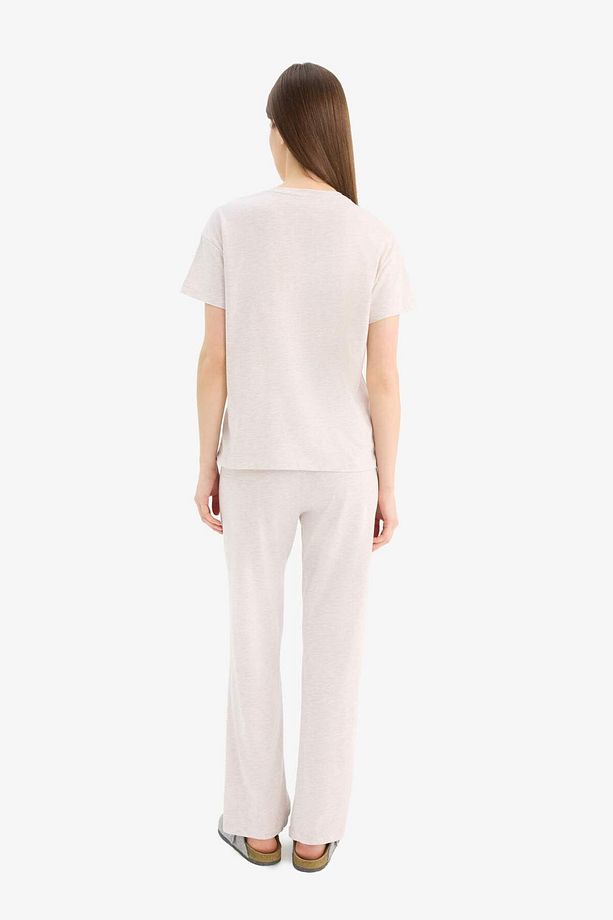 Fall in Love Pijama Takımı Regular Fit Bisiklet Yaka Kısa Kollu Üst Beli Lastikli Uzun Alt E5820AX25 - 6