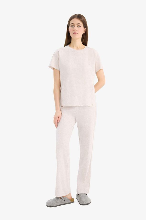 Fall in Love Pijama Takımı Regular Fit Bisiklet Yaka Kısa Kollu Üst Beli Lastikli Uzun Alt E5820AX25 - 2