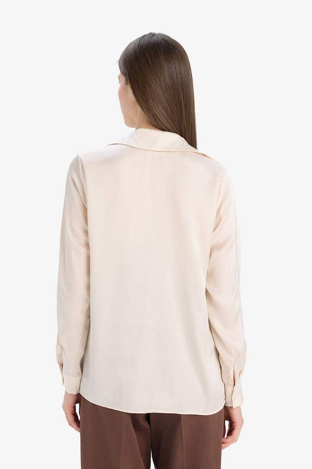 Regular Fit Basic Düz Saten Uzun Kollu Gömlek Z2989az25sp - 5