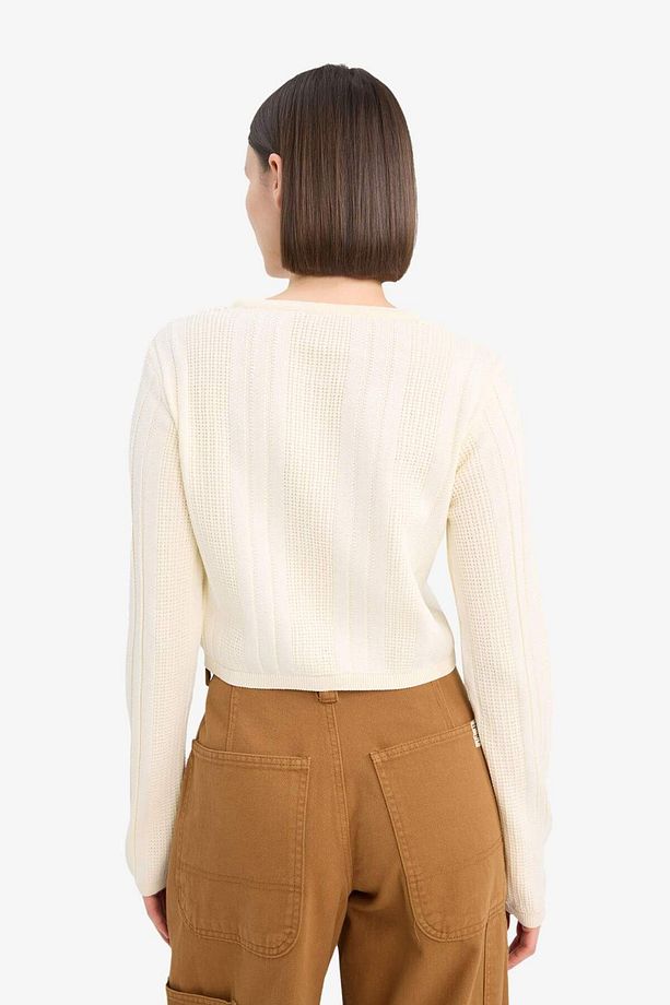 Coool Slim Fit Dar Kesim Basğcıklı Bisiklet Yaka Triko  Kazak E7648AX25SP - 5