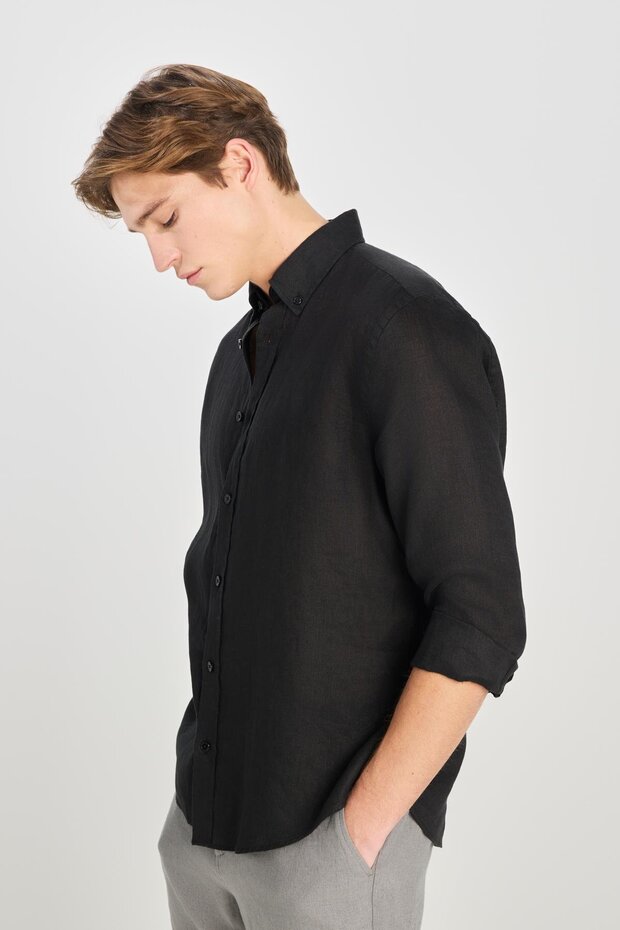 Regular Fit Gömlek Black - 4
