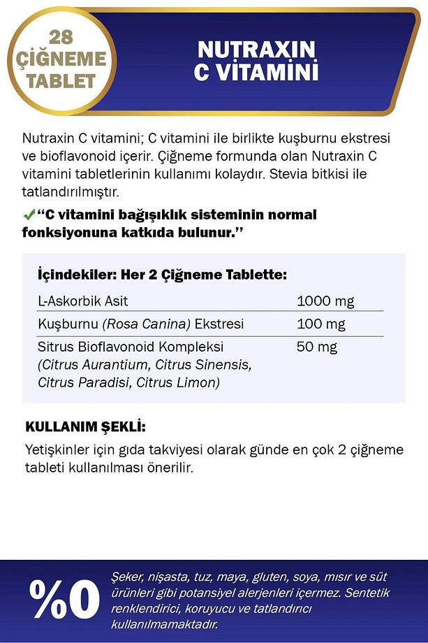 Vitamin C 28 Adet Cigneme Tabletı 8680512602682 - 8