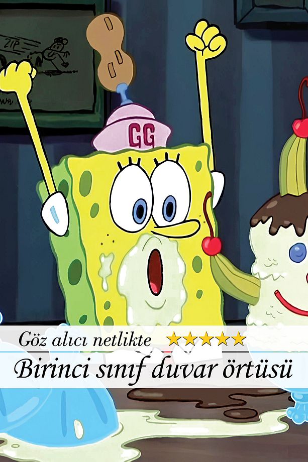 Sponge Bob & Patrick Parti Temalı Çizgi Film Animasyon Kumaş Duvar Örtüsü Duvar Halısı - 3
